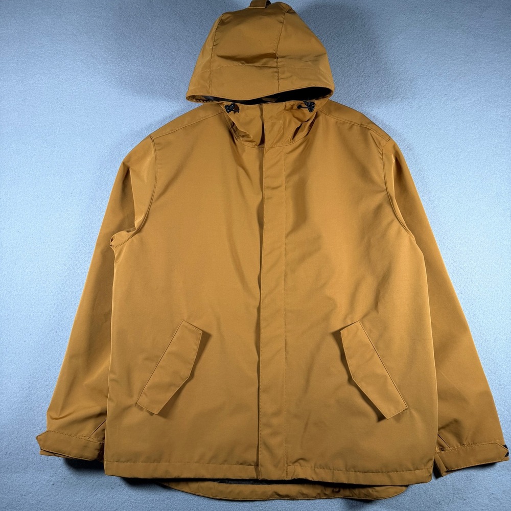 Line of Trade Mens Hooded Windbreaker Jacket Mustard Tan 2XL 14677